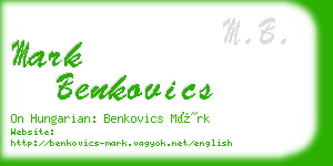 mark benkovics business card